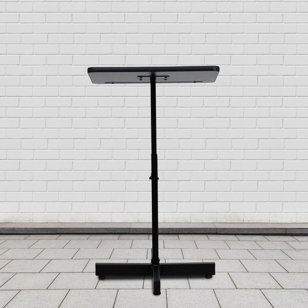 Adjustable Height Slanted Top Metal Lectern In Mahogany