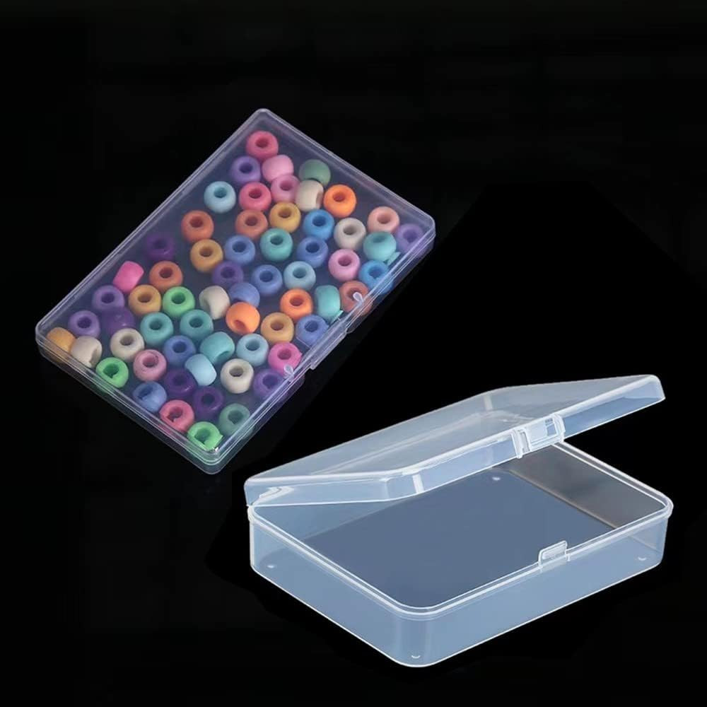 4-Pack Rectangular Plastic Storage Containers Box with Hinged Lid for Beads and