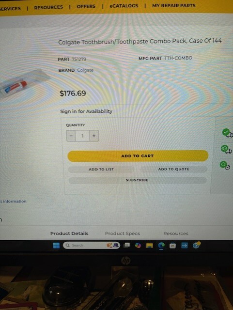 Colgate toothbrush/toothpaste combo packs, each case 144 ea, 5 cases available