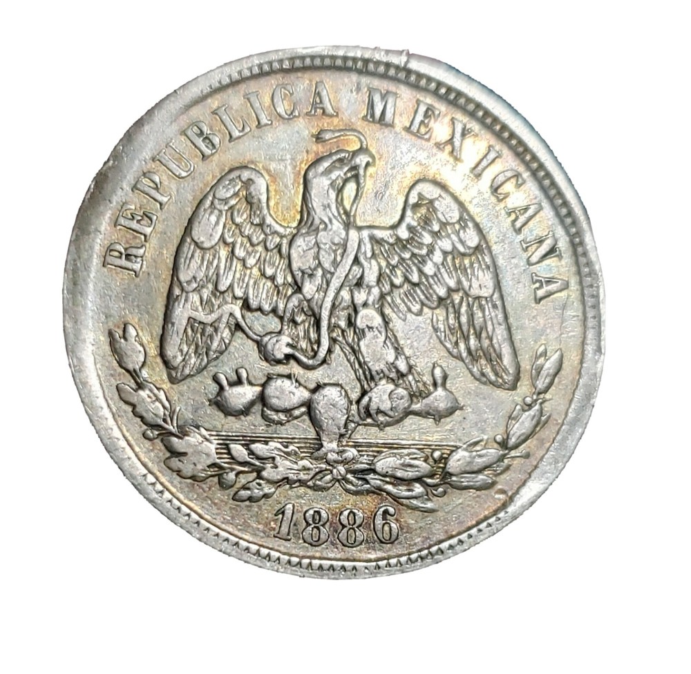 1886 Mexico  50 Centavos  Silver M°M. Nice Toning