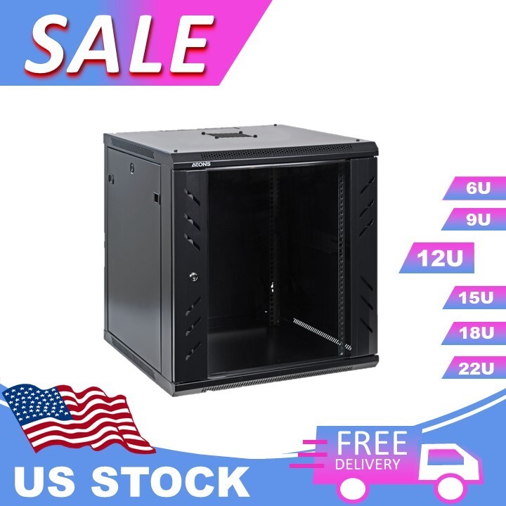 Aeons 12U Professional WallMount 19-inch Network Server Rack Cabinet Low-Profile