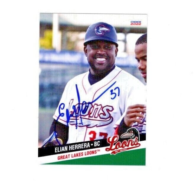 Elian Herrera signed autograph 2022 Great Lakes Loons baseball card Dodgers