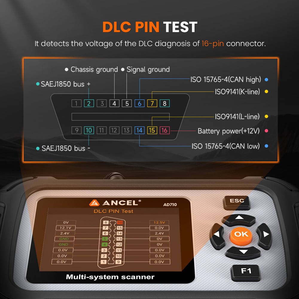 ANCEL AD710 Auto OBD2 Scannr Check Engine Diagnostic Tool ABS Bleeding SRS EPB