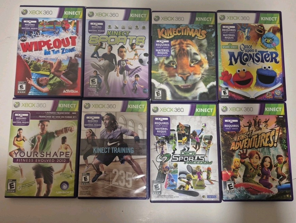 Microsoft Xbox 360 Kinect Sensor IN BOX Tested Bundle Working W/ 8 GAMES (PLB18)