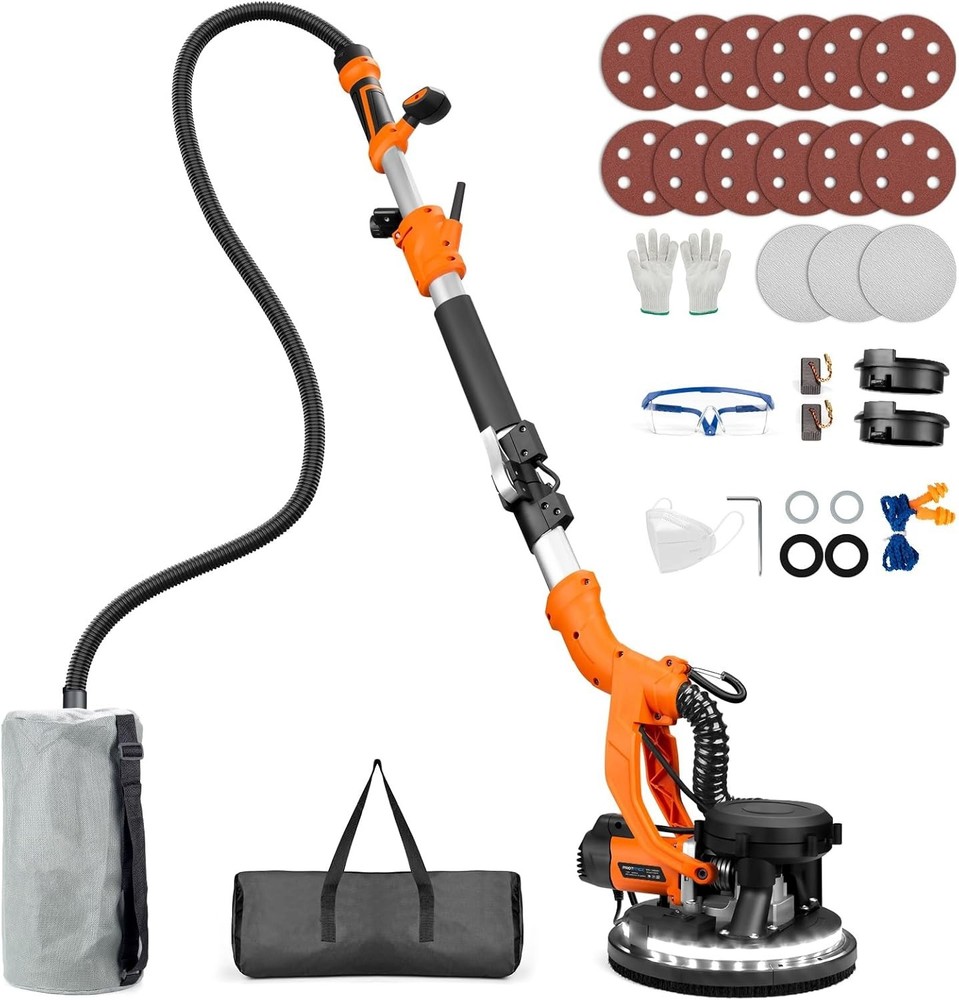 High-Power 1000W Drywall Sander with Vacuum & LED Light