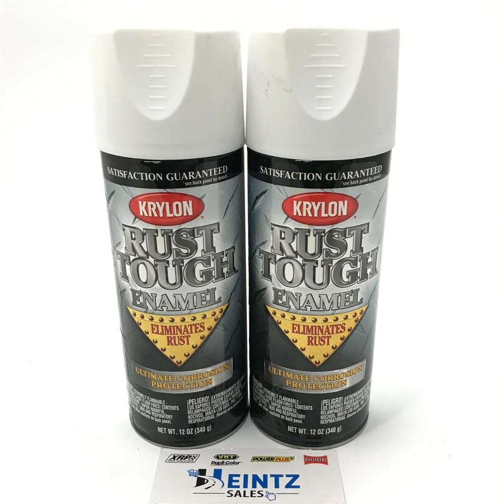 KRYLON 9219-2 PACK FLAT WHITE Rust Tough Protective Enamel - 40% Stronger - 12oz