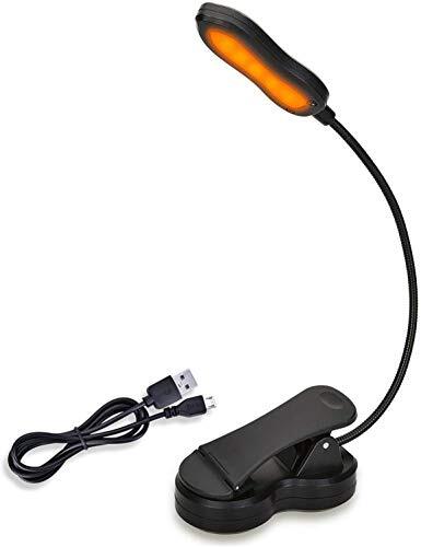 Amber Book Light, Rechargeable Blue Light Blocking Reading Light, Clip on Book