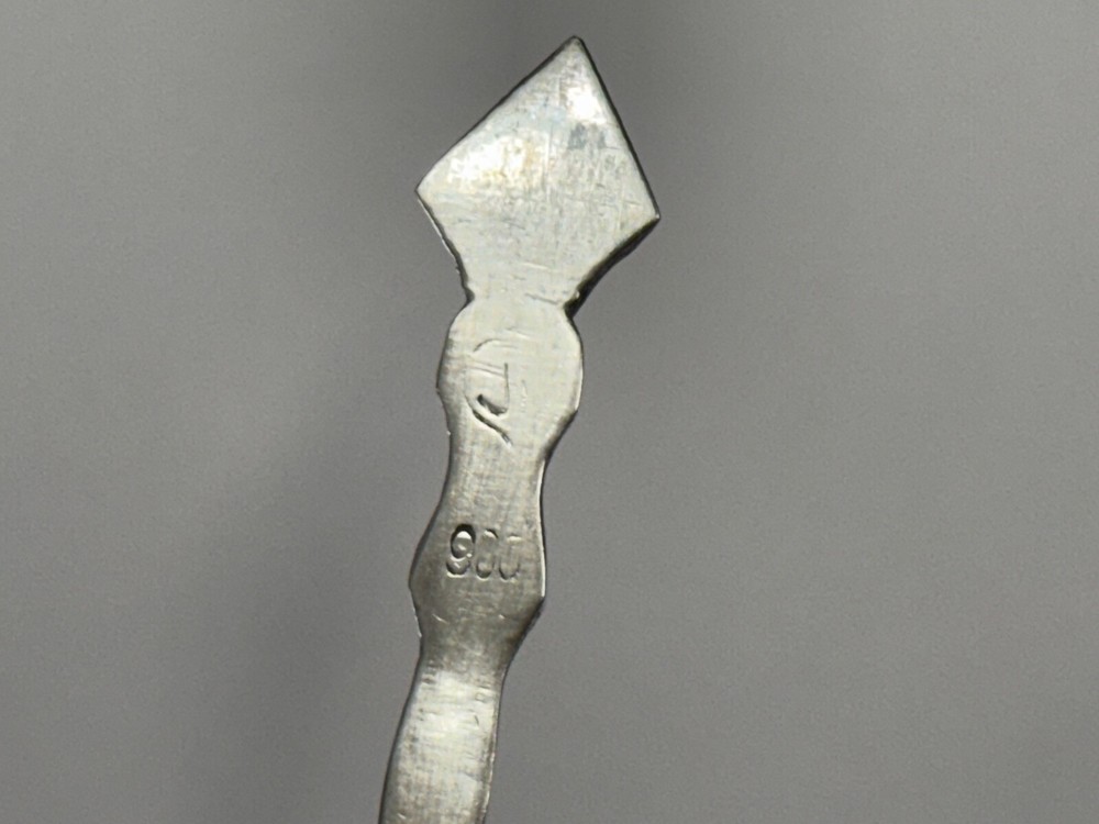 Antique 900 Silver Figural Aztec Demitasse Spoon