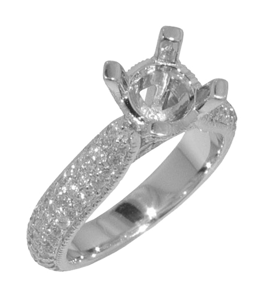 1.75 ct. TW Round Diamond Pave Engagement Semi Mount Ring