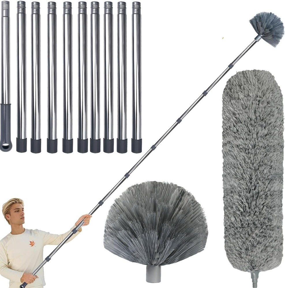 + High Reach Cobweb Dusting Kit - Extens Pole/Spider Web Brush &