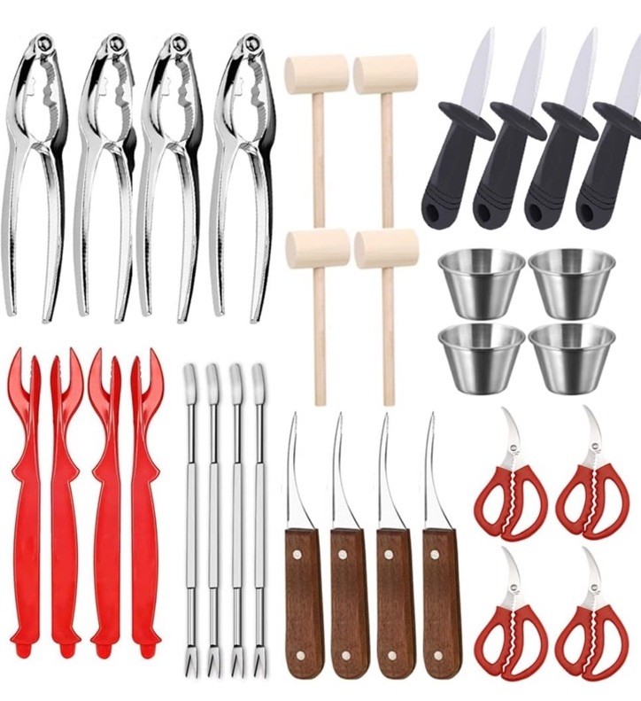 32PC Seafood Tools Set Nut Cracker Set Includes 4 Each Of 8 Different Items