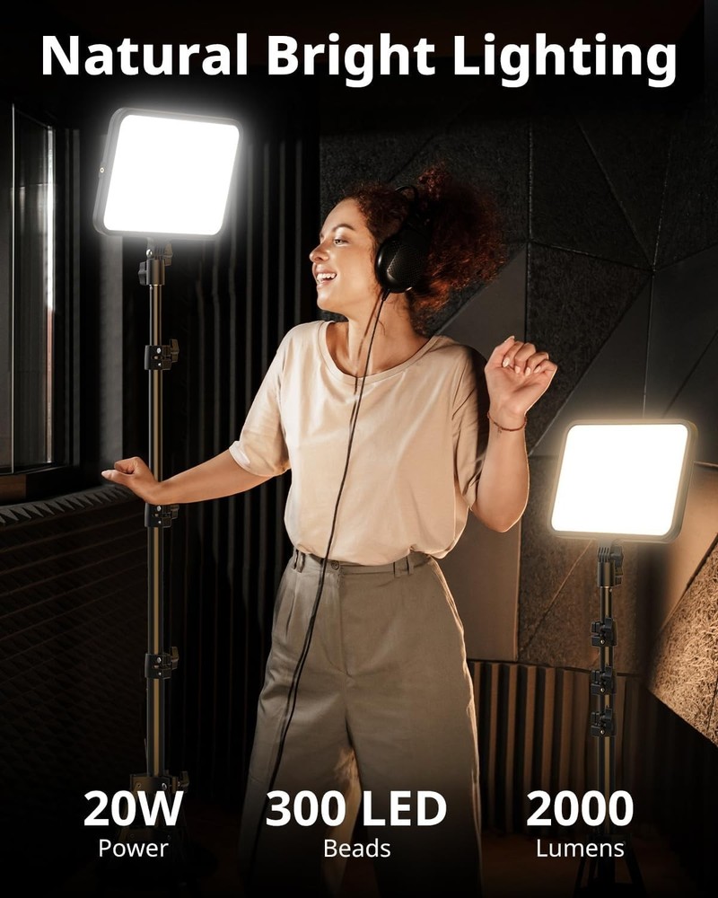Adjustable 13" LED Studio Lights with 65" Tripod & Bluetooth - Ideal for TikTok
