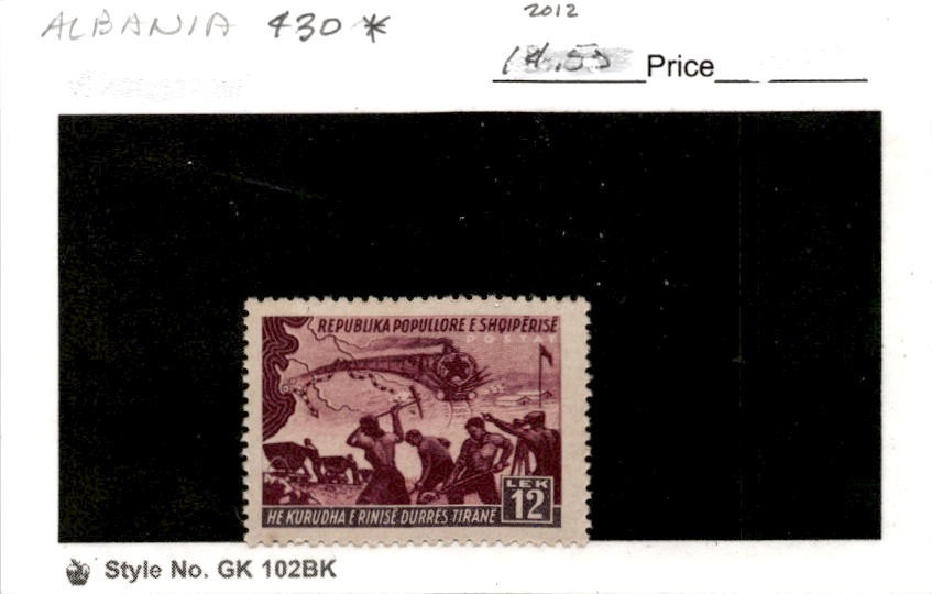 Albania, Postage Stamp, #430 Mint Hinged, 1948 Map, Train, Labor