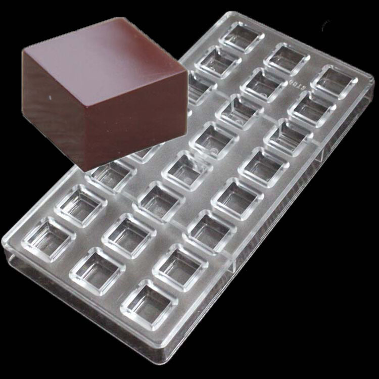 Clear 24 Cavities Square Shape Polycarbonate Hard Injection PC Chocolate Mold