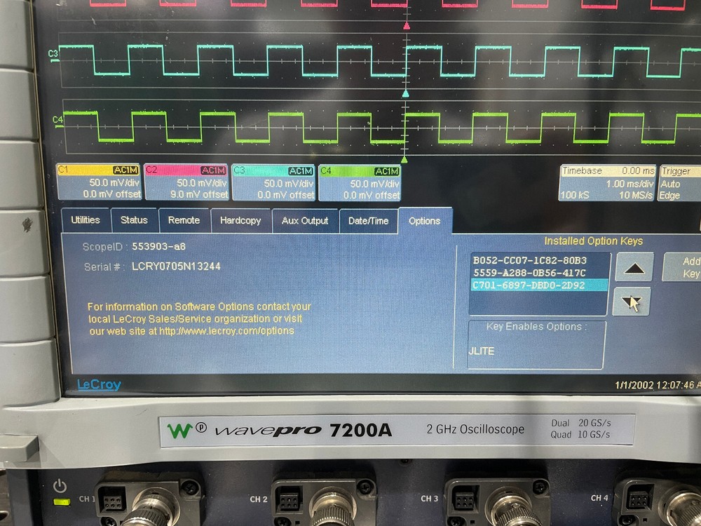 LeCroy WavePro 7200A 2GHz Oscilloscope 4-ch, J-Lite