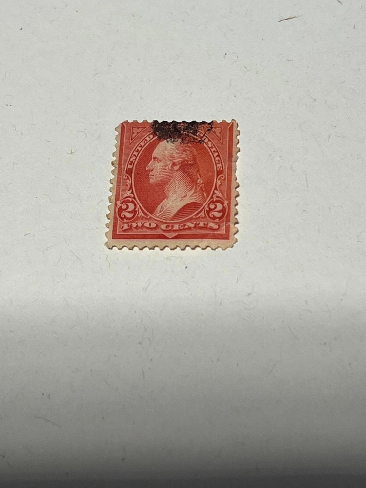 1894 US Postage Stamp George Washington Two Cent 2¢ Red Stamp, Shield Very Rare