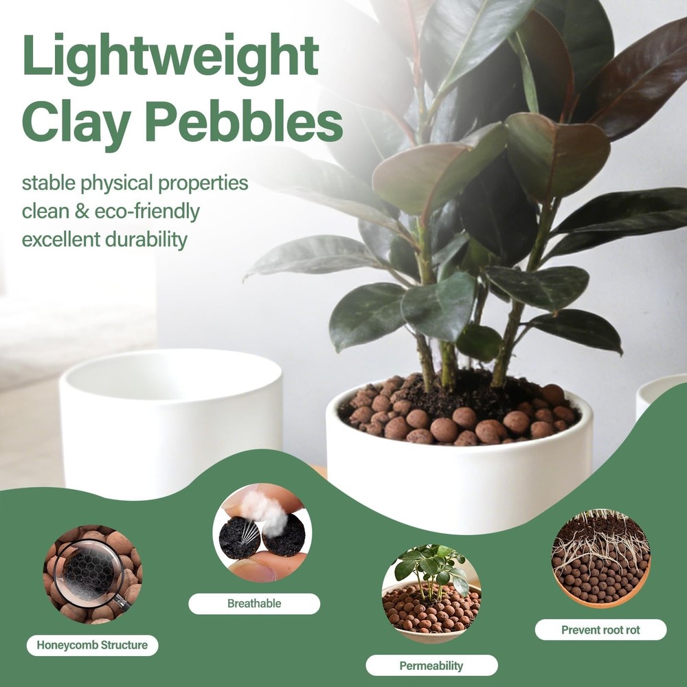 Halatool 6lb Natural Expanded Clay Pebbles 4-16mm for Aquarium Hydroponics
