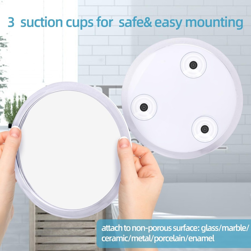 Fogless Shower Mirror for Shaving and Makeup with 3 Removable Powerful Suctio...