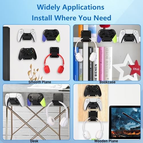 Controller Holders Wall Mount 3 Pack Wall Stands With Non-Slip Pads, Premium