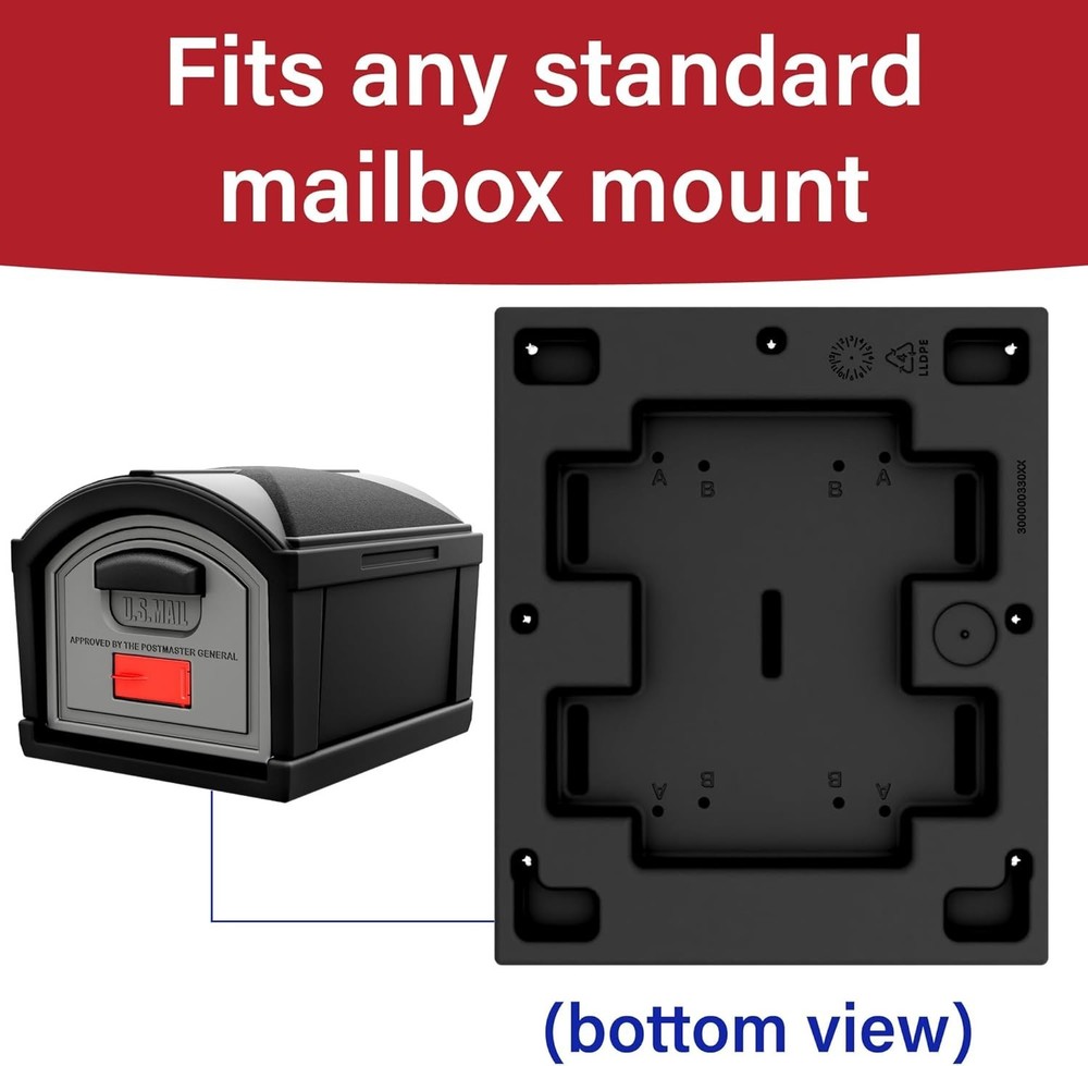 XL Post Mount Mailbox Extra Large Capacity Double-Wall Weather-Resistant Black
