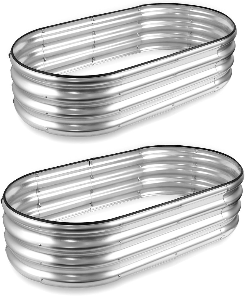 Raised Garden Bed,Galvanized Raised 2 Pcs 4×2×1Ft Planter Boxes Outdoor with Eas