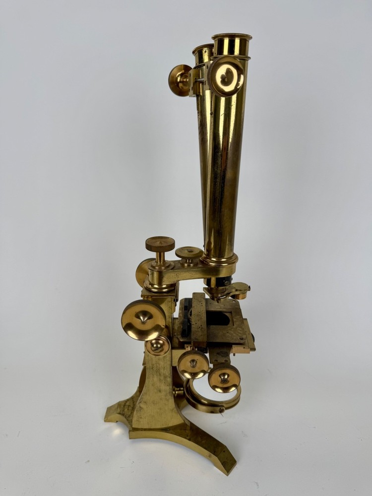 Antique 19th-Century Binocular Brass Microscope – Charles G. Ewing