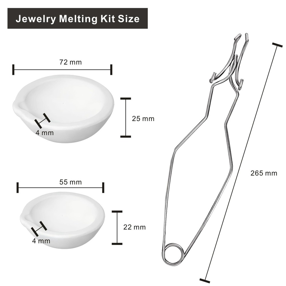 Ceramic Crucible Kit 8 Pieces for Melting Quartz and Other Materials