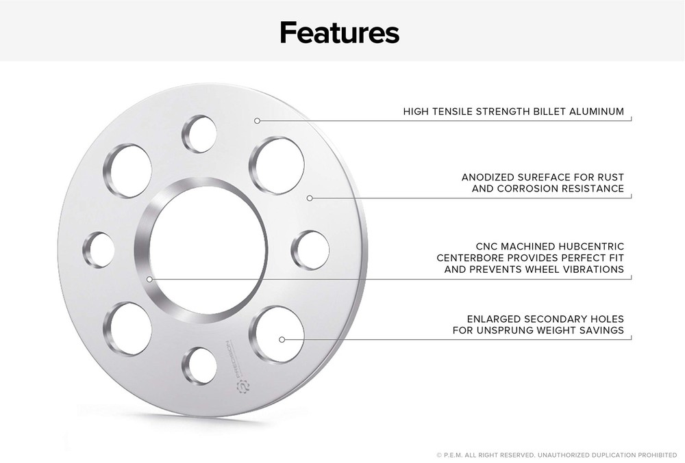 2pcs 5mm Hubcentric 4x114.3 Wheel Spacers (66.1mm bore) 4 inches, silver