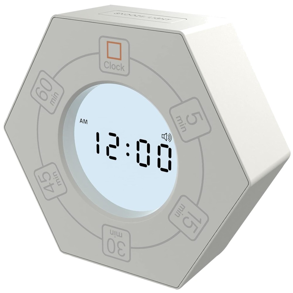 Modern Rotating Productivity Clock - White