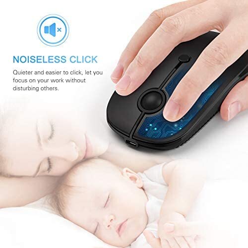 C Wireless Mouse，USB C Rechargeable Portable Quiet Mouse USB and C Receiver D...