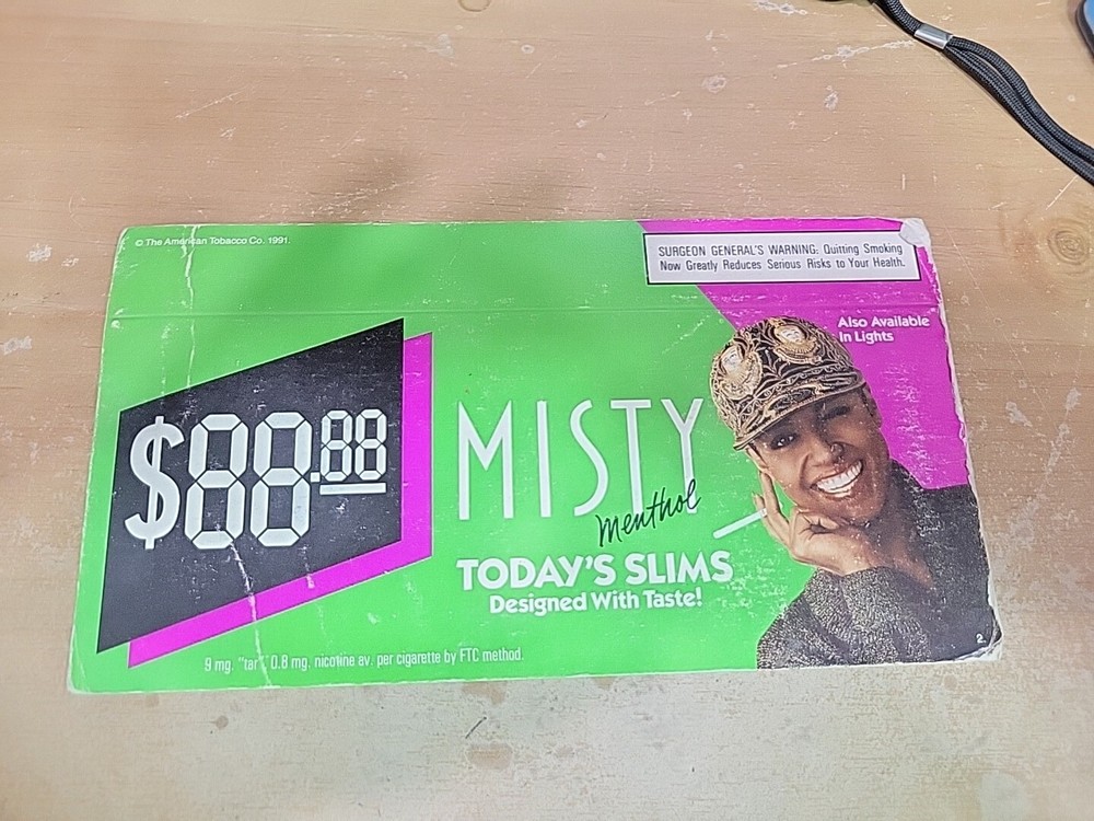 Misty Menthol Cigarettes Store Advertising Shelf Hanger