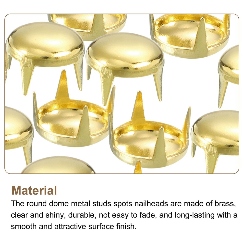 80Pcs Gold 8mm Round Dome Rivets for DIY Leather Craft