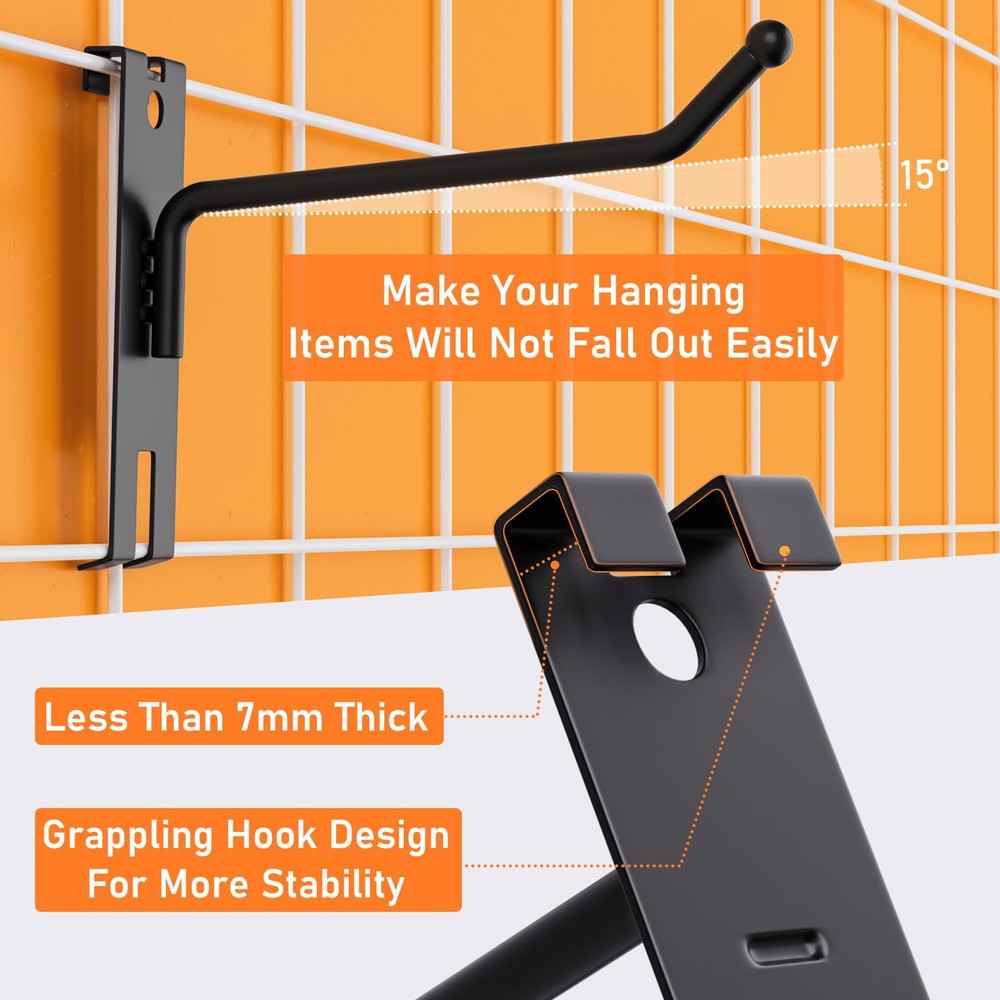 4 Inch Gridwall Hooks 60 Pack Heavy Duty Black Display Hooks for Grid Wall Pa...