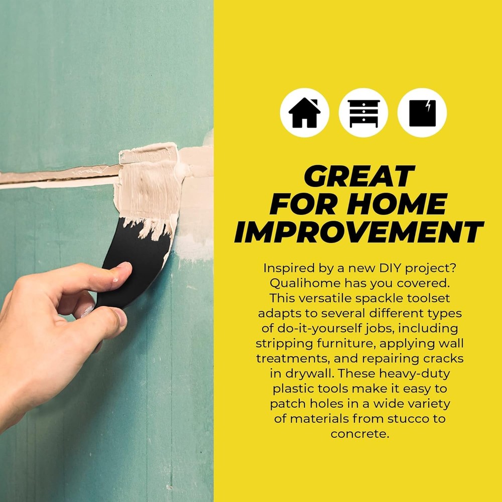 Qualihome Putty Knife Set | 6 Flexible Paint Scrapers for Spackling, Patching, a