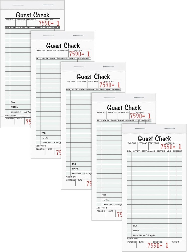 Durable Perforated Guest Check Pads, 50 Sheets Each, for Organized Transactions