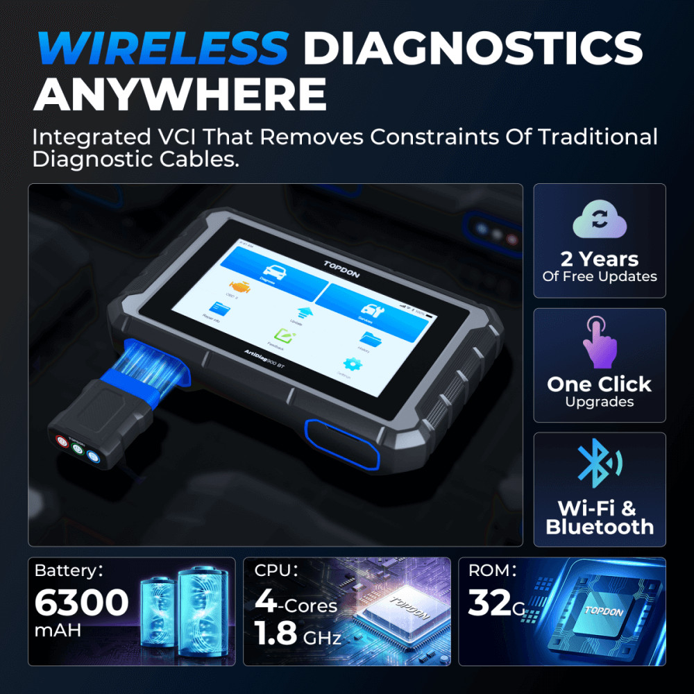 TOPDON AD900 BT OBD2 Scanner Bluetooth Bi-directional Scan Tool Online Coding