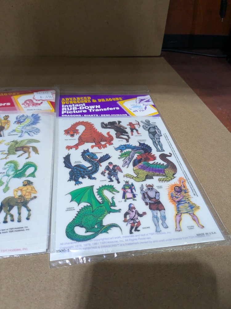 FNR Int. - Advanced Dungeons & Dragons - Instant Rub-Down Transfer Set - NOS