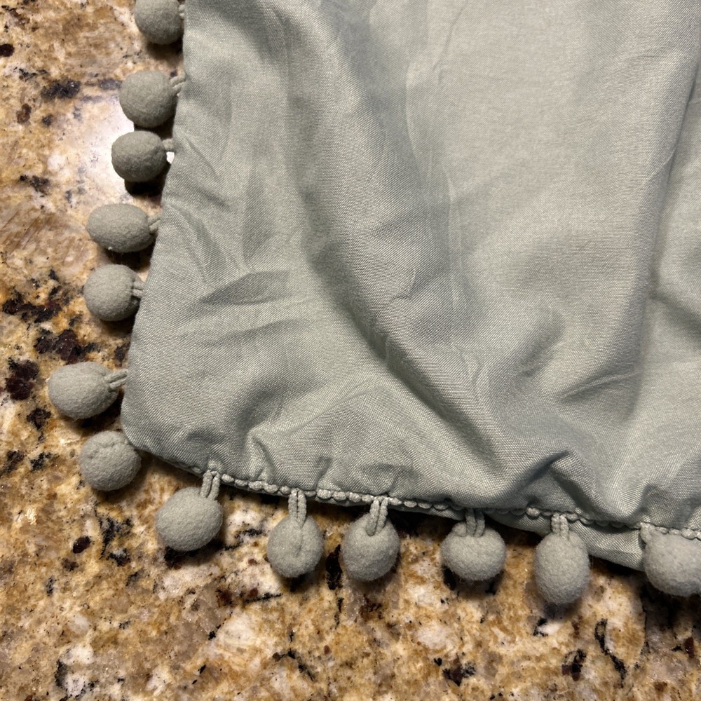 Microfiber Pillow Shams with Pompoms Green X 4