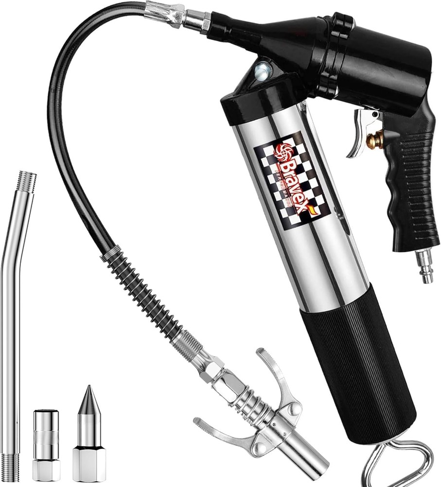 6000 PSI Air Powered Automatic Grease Gun, Pneumatic with Quick Release Coupler