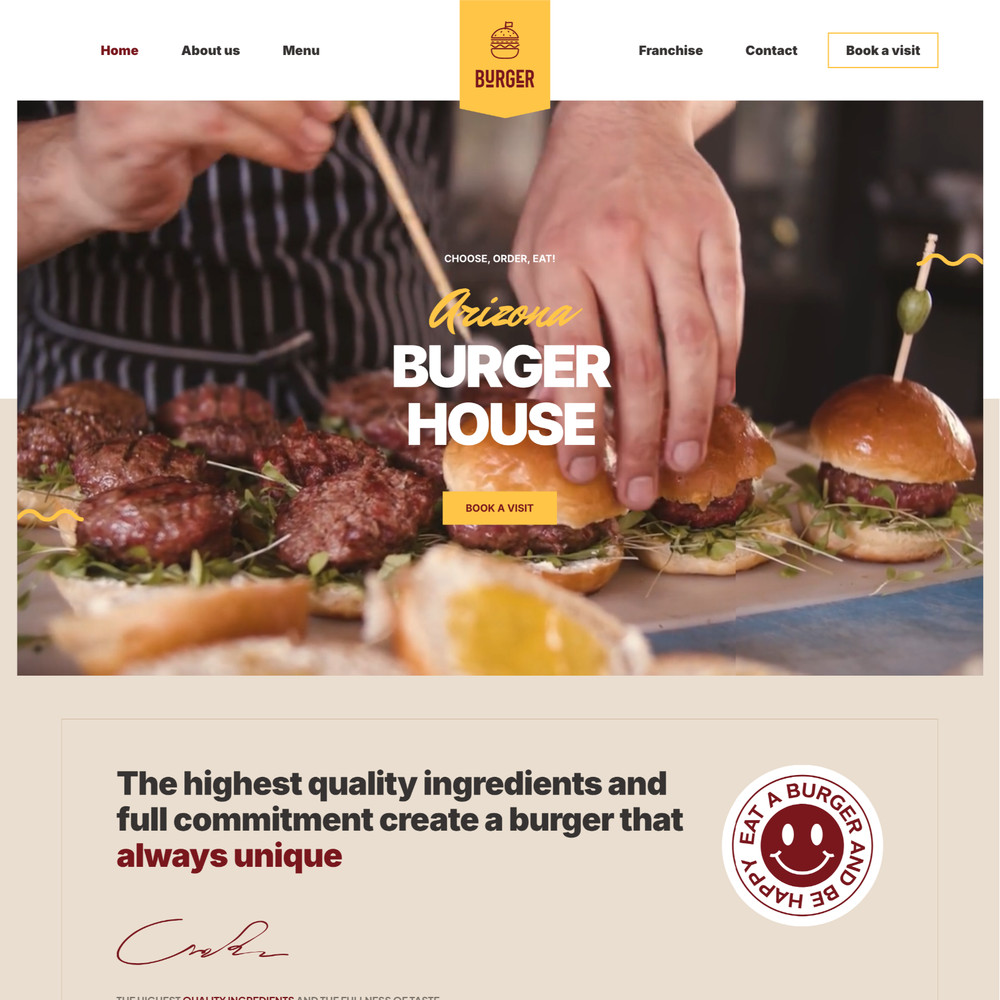 Burger Websites Design for Sale with Free VPS Web Hosting