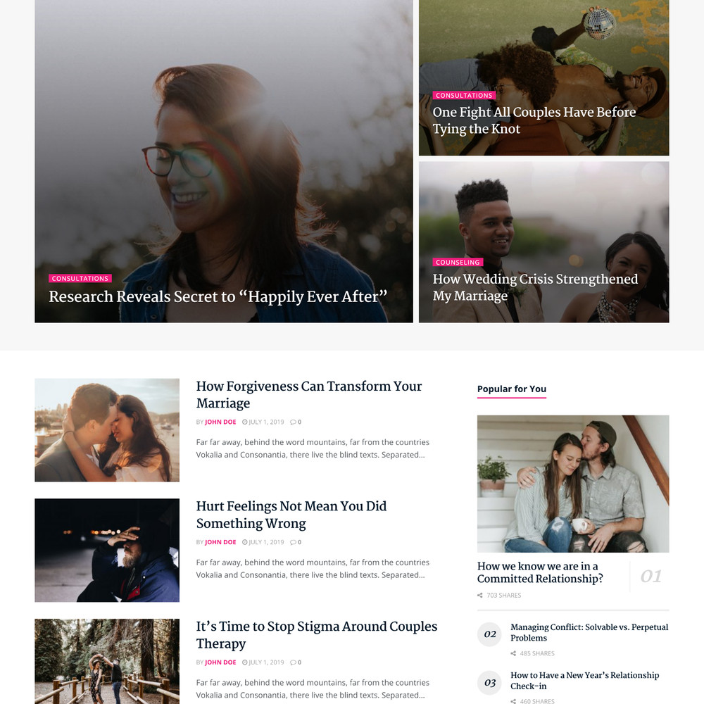 Relationship Blog Website Design with Free VPS Web Hosting and Installation