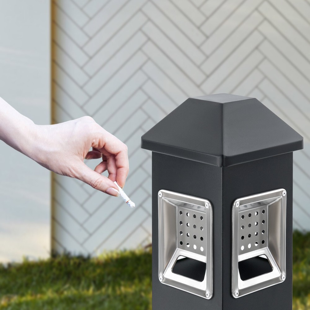 Garbage Can Cigarette End Collector Stainless with Inner Barrel Vertical Ashtray