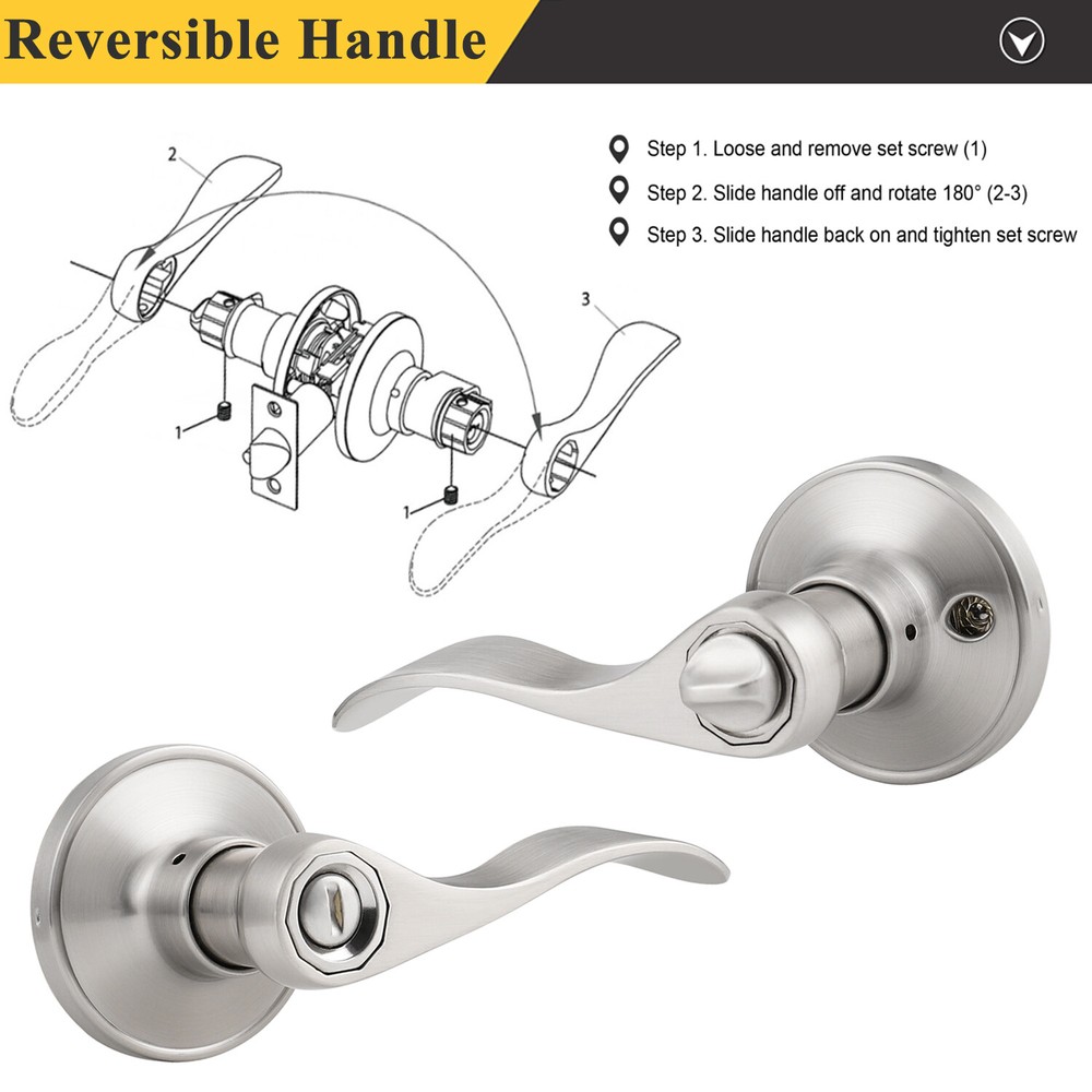 Brushed Nickel Round Door Knobs Privacy Passage Wave Door Levers Entry Locks