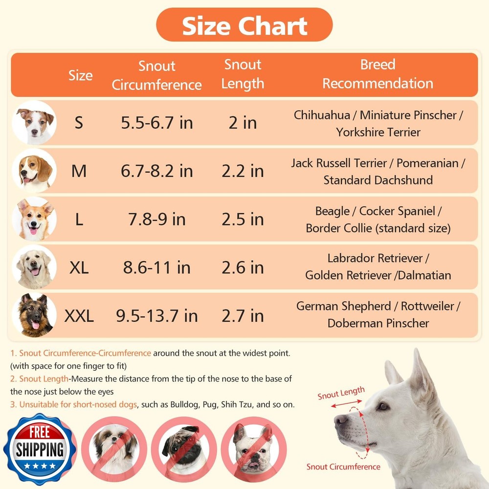 Coppthinktu Soft Dog Muzzle, Breathable Mesh Muzzle for Small Medium Large Si