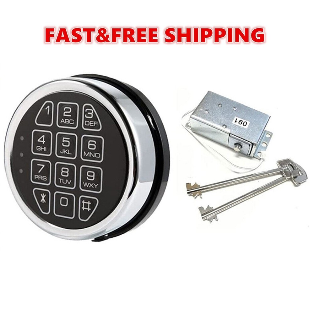 Safe Lock Replacement Chrome Keypad Safe Electronic Lock Solenoid 2 Key NEW