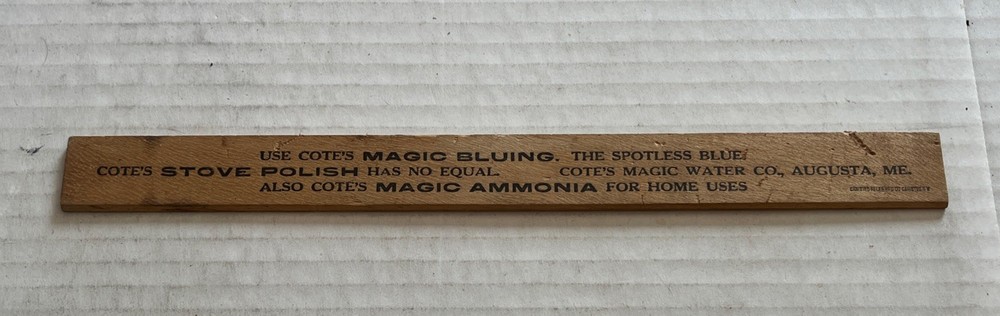 Antique Cote’s Magic Water Advertising Ruler.  Augusta, Maine.