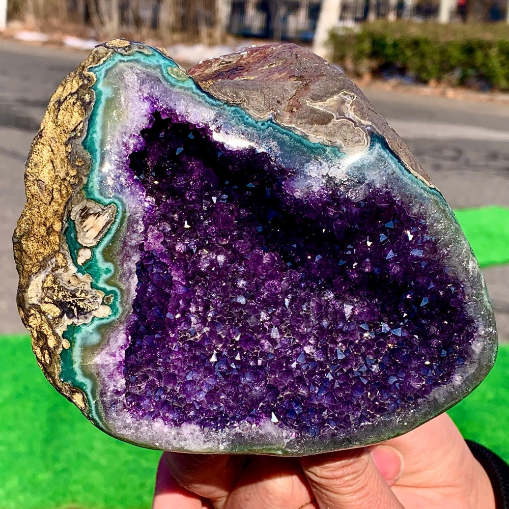 891G Natural Amethyst geode quartz clustercrystal specimen Healing