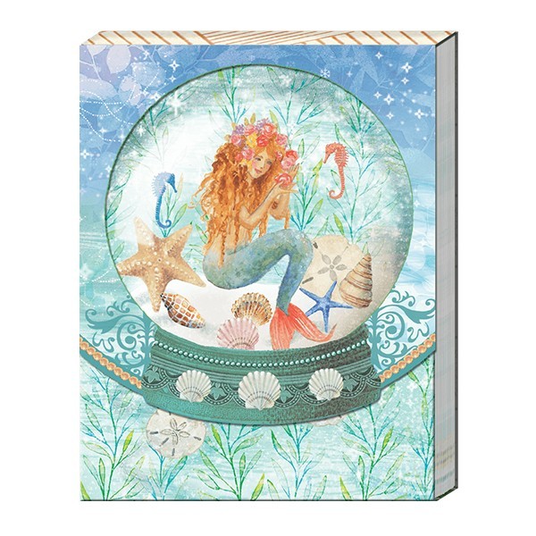 Punch Studio Mermaid Shells Water Globe Pocket Notepad 3" x 4" 75 Printed Sheets