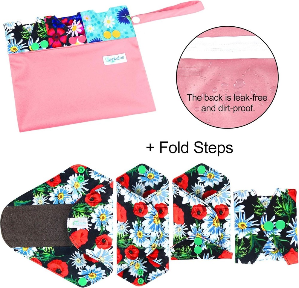Comfortable Bamboo Cloth Menstrual Pads - Regular Absorbency, Travel-Friendly
