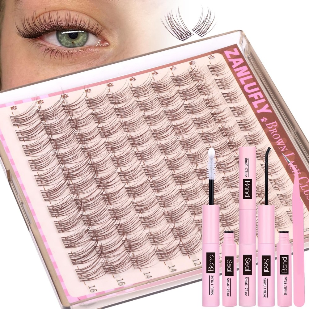 Brown Lash Clusters Kit Natural Dark Eyelash Wispy brown